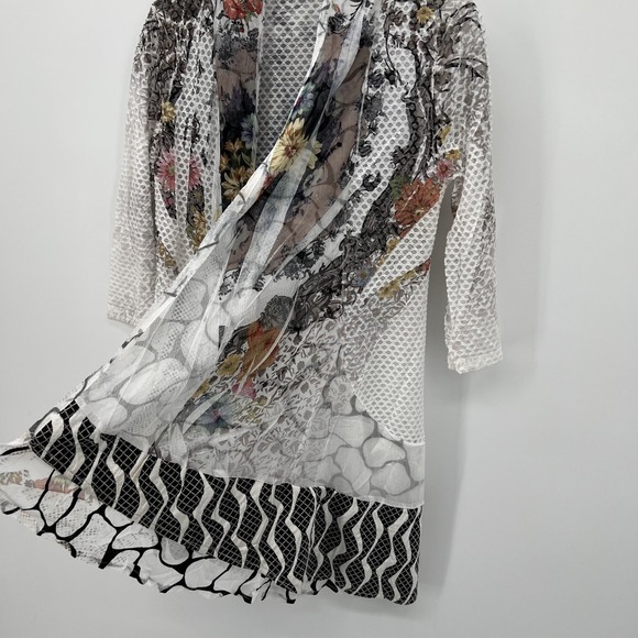 Kamana Cardigan Size S Floral Mixed Media Artsy Boho Fairy Lagenlook Open Duster - Picture 2 of 12